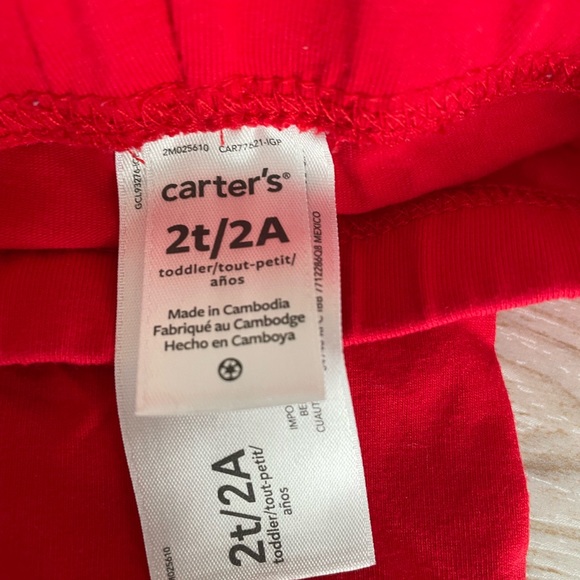 2 pairs of Carters leggings pants. Holiday print. Size Toddler 2T. - Picture 4 of 11
